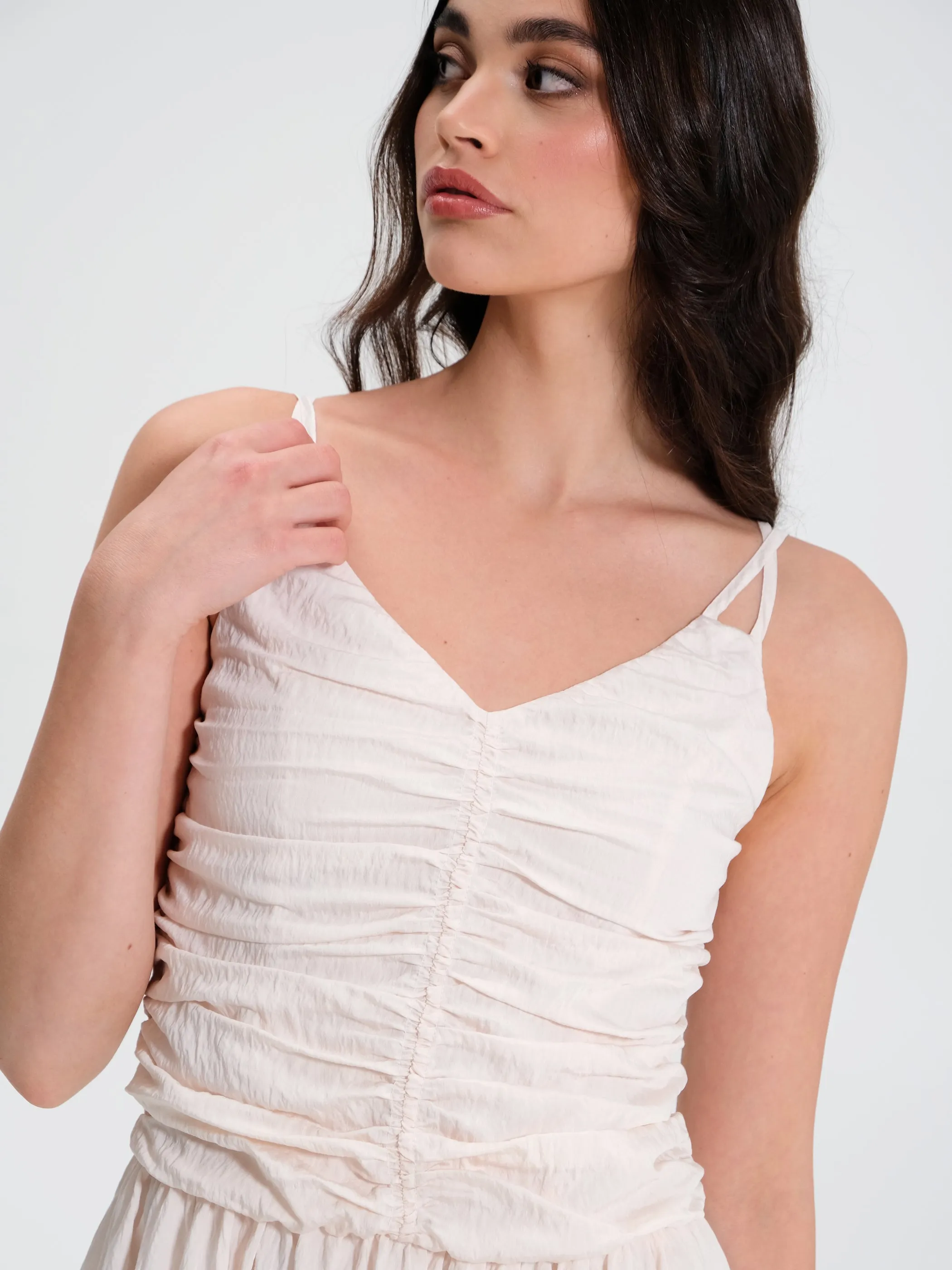 White Draped Dress in Viscose