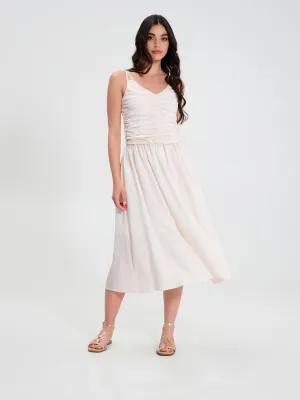 White Draped Dress in Viscose