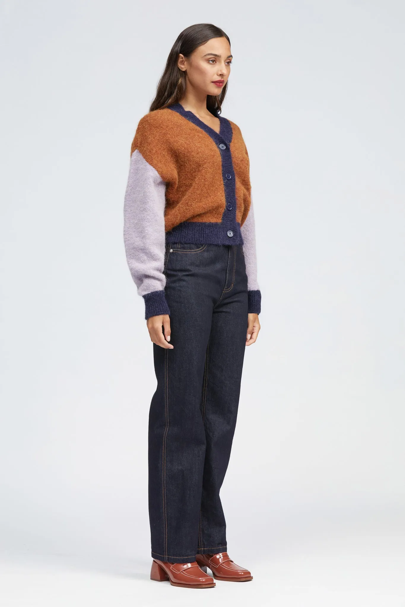 Wolff Cardigan  Clay/ Lilac/ Navy