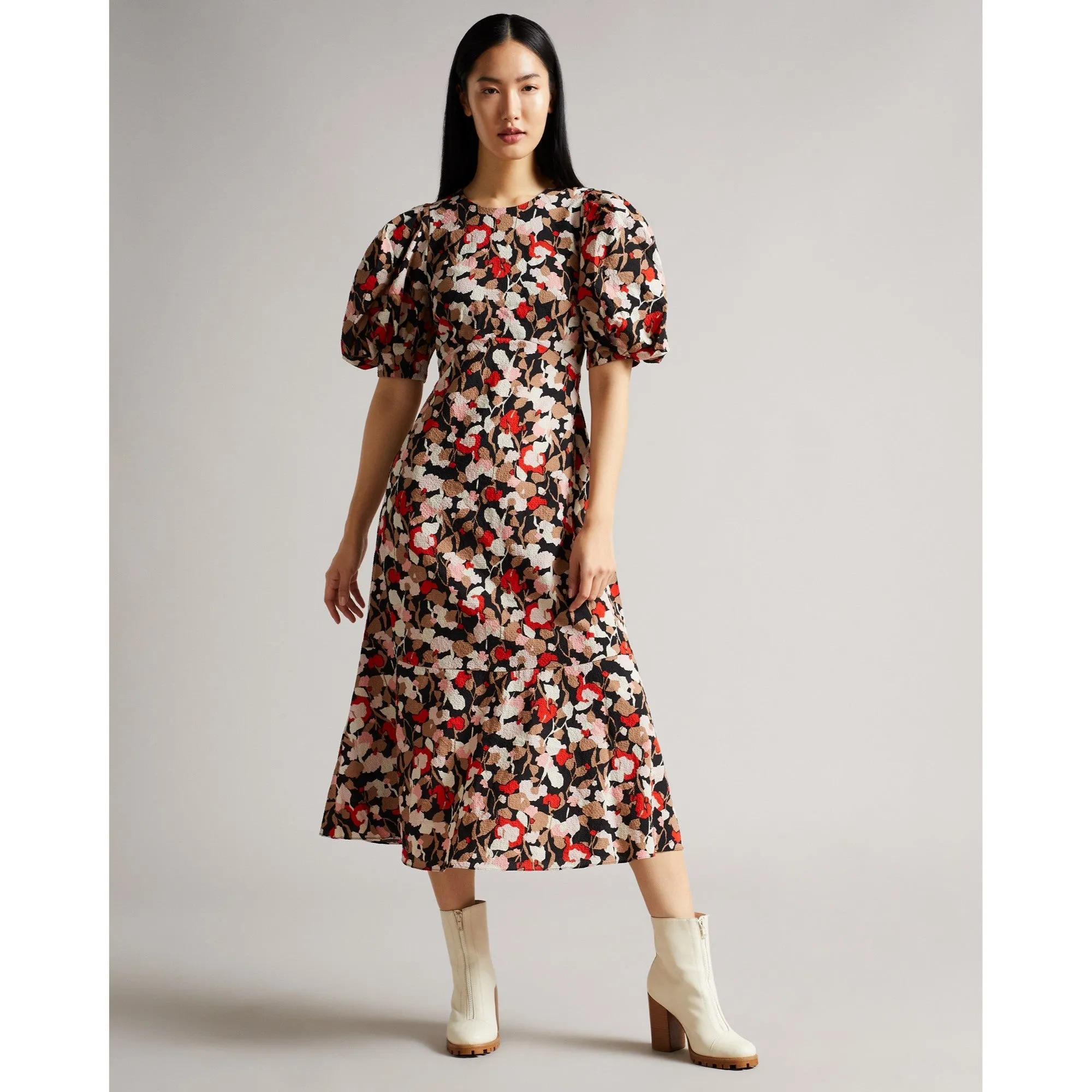 Women Wmd-Helgi-Printed Floral Seersucker Midi Dress - Lt-Pink