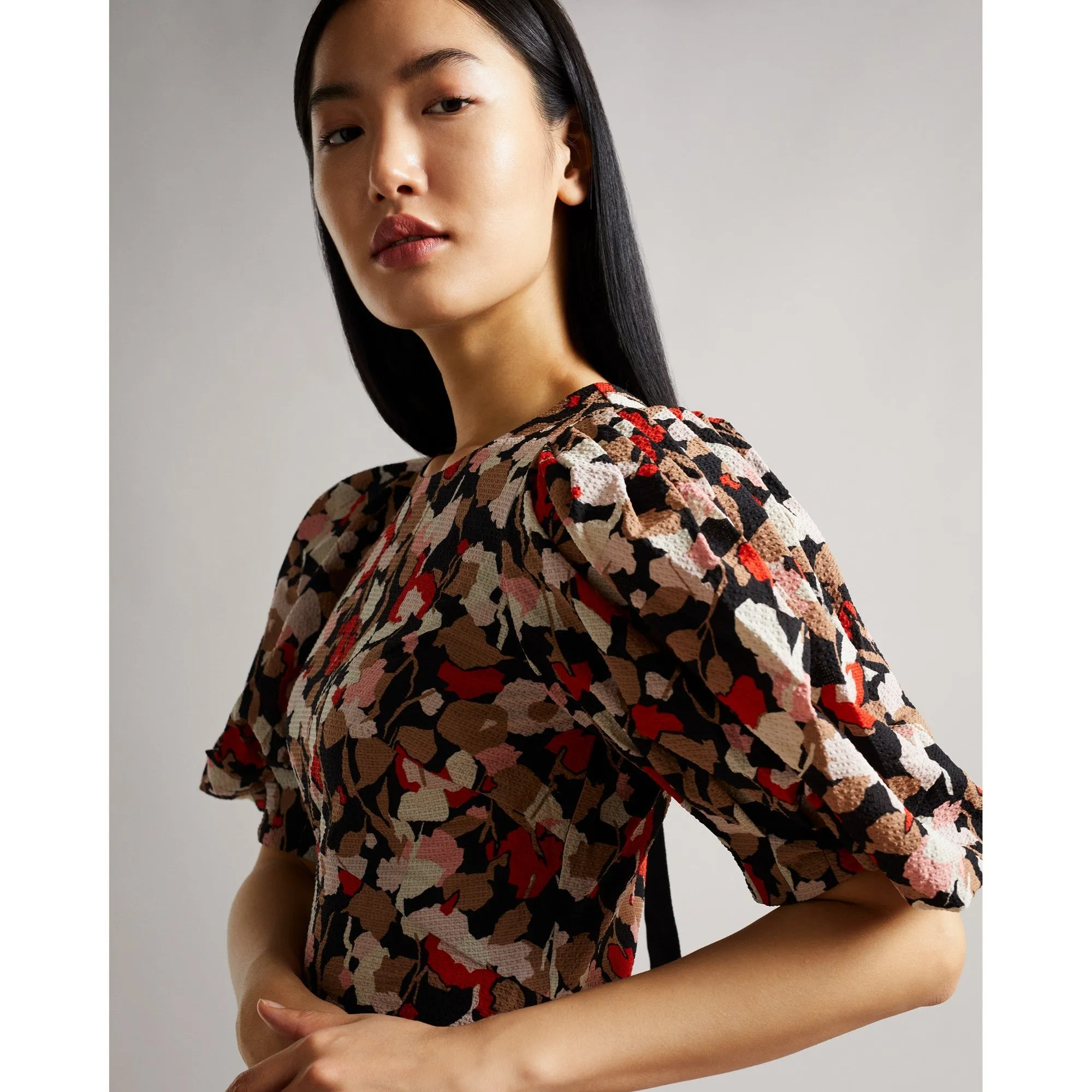 Women Wmd-Helgi-Printed Floral Seersucker Midi Dress - Lt-Pink
