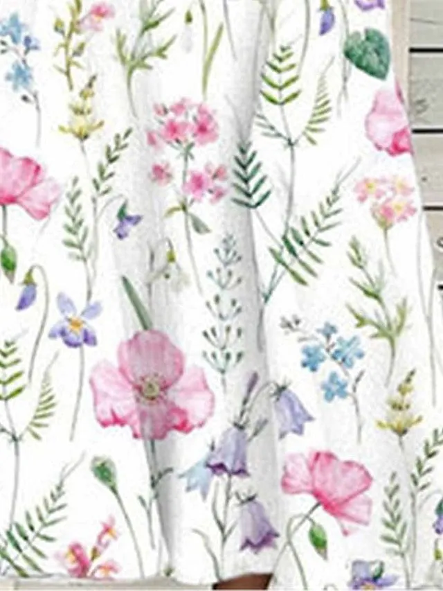 Women's Two Piece Dress Set Casual Dress Print Dress Outdoor Daily Fashion Elegant Pocket Print Midi Dress V Neck Half Sleeve Floral Regular Fit Pink Blue Summer Spring S M L XL XXL