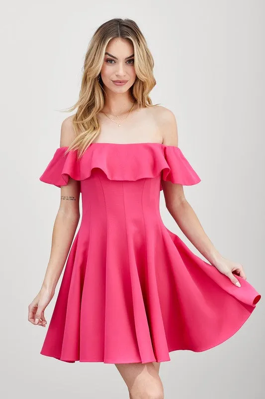 Zoey Cold Shoulder A-Line Ruffle Mini Dress - Junior