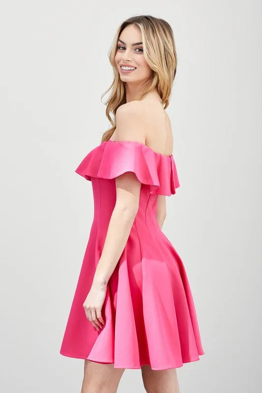 Zoey Cold Shoulder A-Line Ruffle Mini Dress - Junior