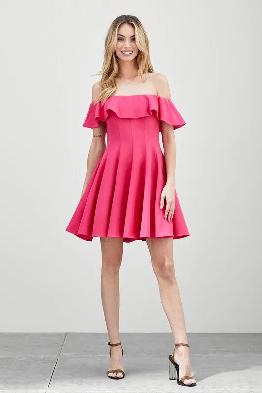 Zoey Cold Shoulder A-Line Ruffle Mini Dress - Junior